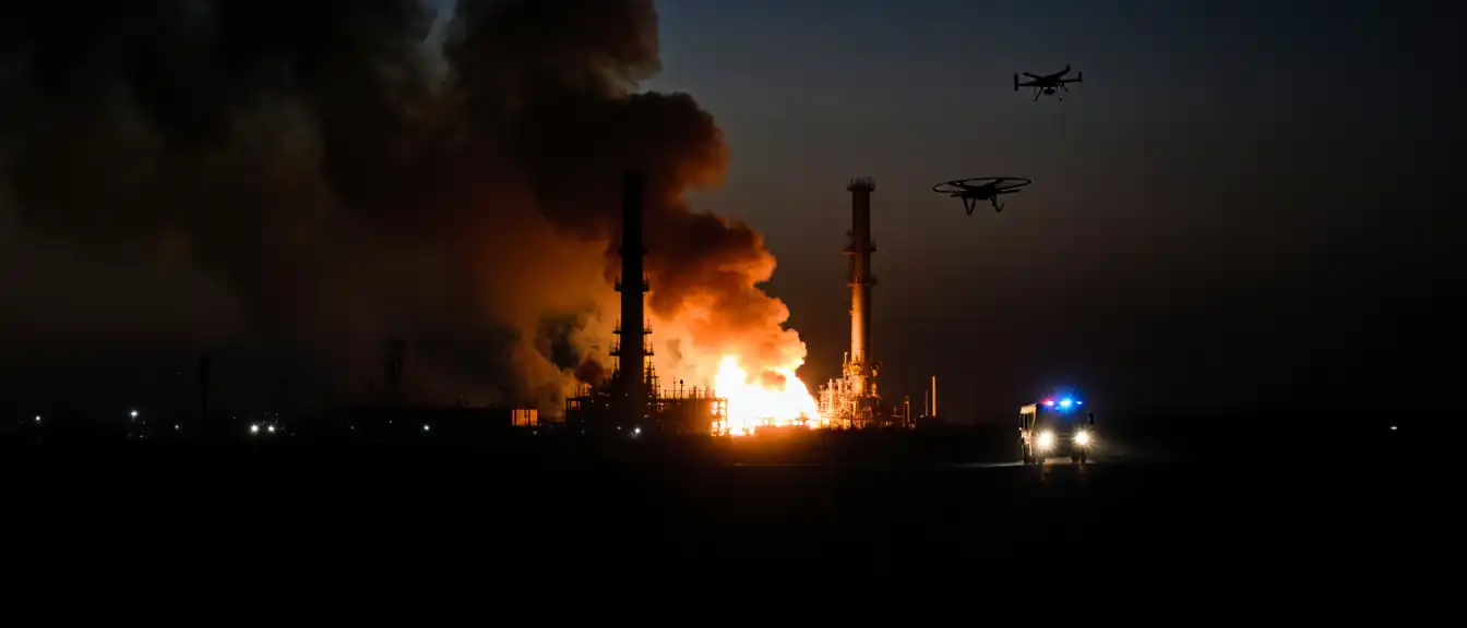 Огонь на объекте: Тюменский нефтеперерабатывающий завод атакован беспилотником