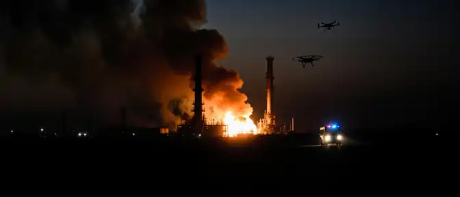 Огонь на объекте: Тюменский нефтеперерабатывающий завод атакован беспилотником